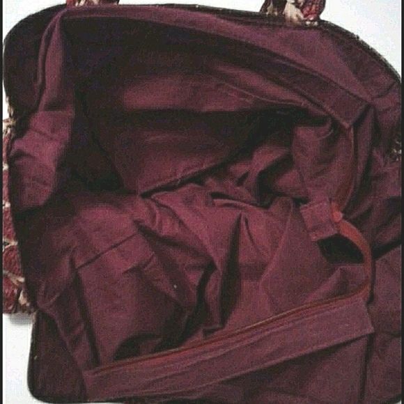 Beige & Crimson Red Boho Print Large Beach Weekend Tote Bag - Picture 8 of 10